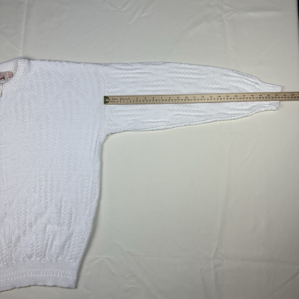 NOS VTG  80s The Fox Collection Sweater White Knit Crewneck USA Mens L Nautical - Picture 11 of 11